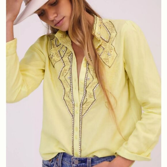 Pilcro Nayeli Beaded Embellished Western Style Cotton Shirt Blouse Size 3X - Picture 2 of 13